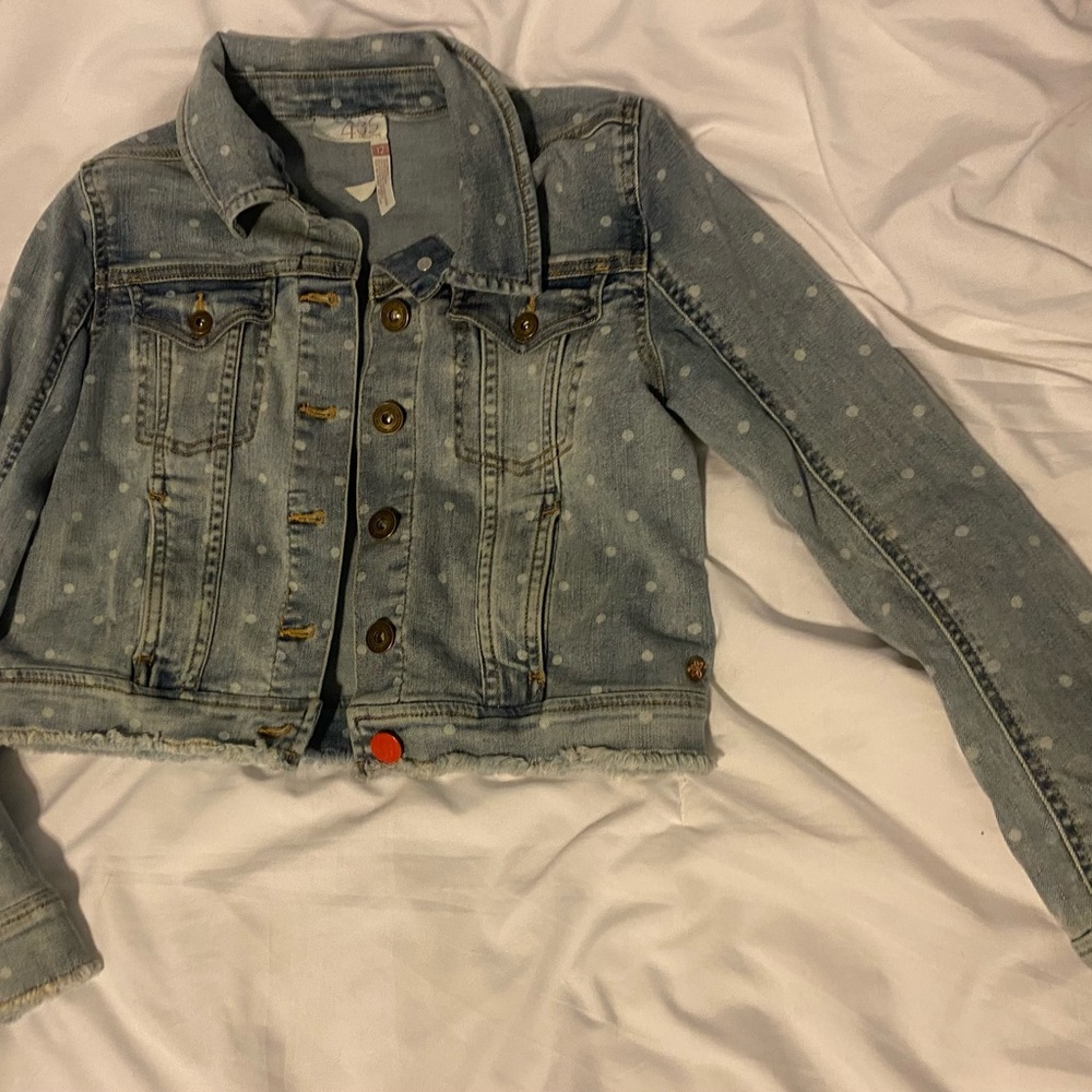 435 by Matilda Jane polka dotted jean jacket, size 12